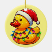 Vrolijke Duckmas, Santa Rubber Duck Kerstmis Keramisch Ornament (Achterkant)