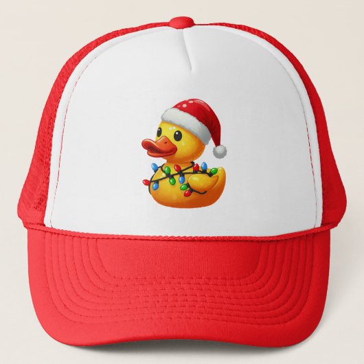Vrolijke Duckmas, Santa Rubber Duck Kerstmis Trucker Pet (Voorkant)