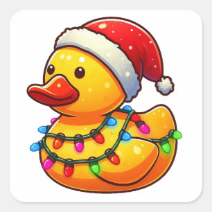 Vrolijke Duckmas, Santa Rubber Duck Kerstmis Vierkante Sticker