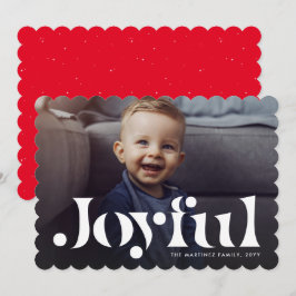 Vrolijke eenvoudige één-foto rode kerstkaart