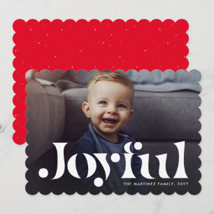 Vrolijke eenvoudige één-foto rode kerstkaart