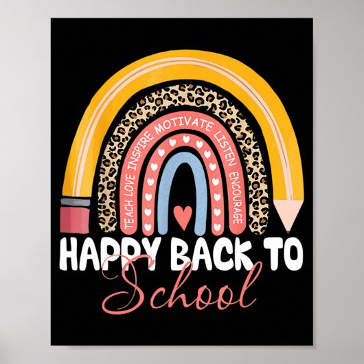 Vrolijke eerste dag terug naar schoolleraar studen poster (Voorkant)
