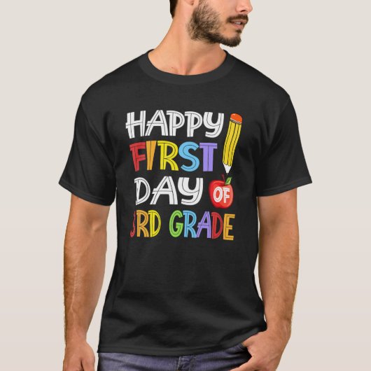 Vrolijke eerste dag van 3e graad Terug naar de sch T-shirt (Voorkant)