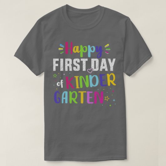 Vrolijke eerste dag van de kleuterschool 1e terug t-shirt (Design voorkant)