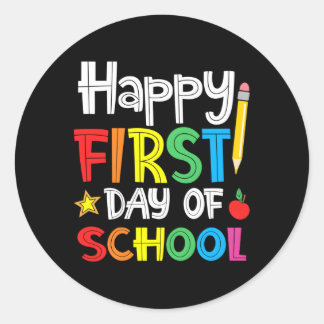 Vrolijke eerste dag van de school Welkom terug naa Ronde Sticker