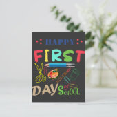 Vrolijke eerste dag van de schoolritme briefkaart (Staand voorkant)