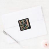 Vrolijke Eerste Dag van School Terug naar School Vierkante Sticker (Envelop)