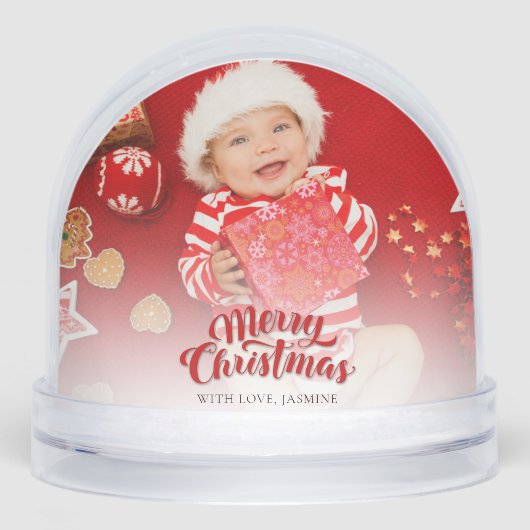 Vrolijke eerste kerst Baby foto's met mama Custom Sneeuwbol (Voorkant)