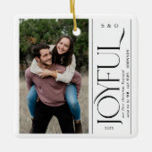 Vrolijke Eerste Kerst Verloving Koppels Foto Keramisch Ornament (Voorkant)
