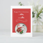 Vrolijke Eerste Kerstmis als de heer en mevrouw Wh Kaart (Staand voorkant)
