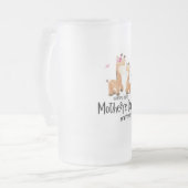 Vrolijke eerste moederdag 🦒 Giraffe + botervliege Matglas Bierpul (Voorkant links)