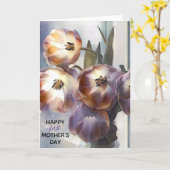 Vrolijke eerste moederdag Roze Tulips Kaart (Gele Bloem)