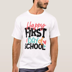 Vrolijke eerste schooldag grappig terug naar schoo t-shirt