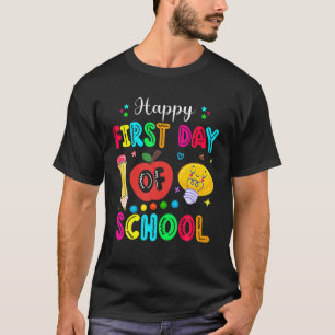 Vrolijke eerste schooldag grappig terug naar schoo t-shirt
