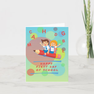 Vrolijke eerste schooldag kaart
