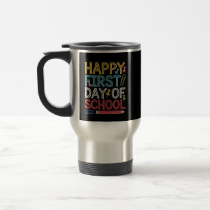 Vrolijke eerste schooldag terug naar school reisbeker
