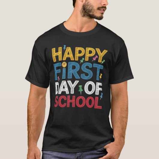 Vrolijke eerste schooldag terug naar school t-shirt (Voorkant)
