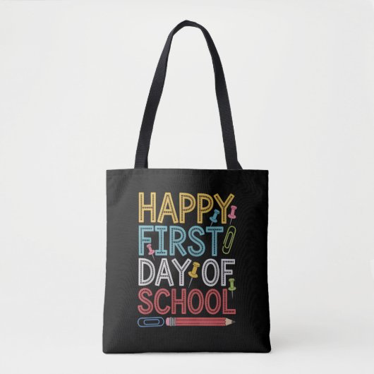 Vrolijke eerste schooldag terug naar school tote bag (Voorkant)