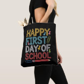 Vrolijke eerste schooldag terug naar school tote bag (Dichtbij)