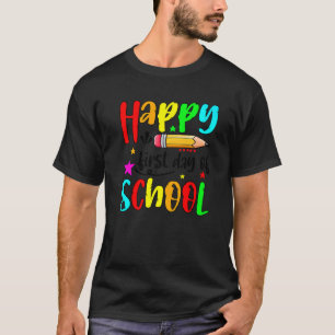 Vrolijke eerste schooldag terug naar schoolleraar t-shirt