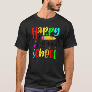 Vrolijke eerste schooldag terug naar schoolleraar  t-shirt