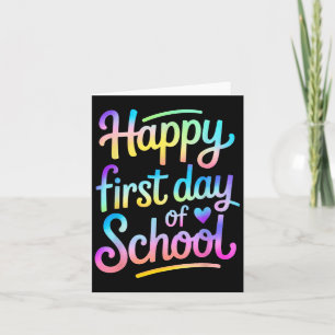 Vrolijke eerste schooldag terug naar schoolstudent kaart