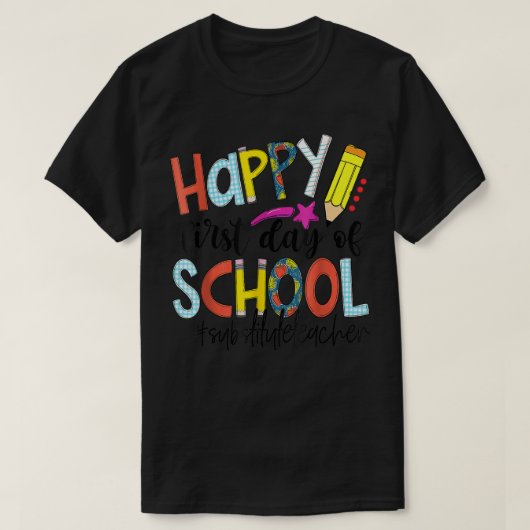 Vrolijke eerste schooldag terug naar schoolvervang t-shirt (Design voorkant)