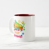 Vrolijke eerste verjaardag T-shirts en geschenken Tweekleurige Koffiemok (Voorkant links)