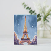 Vrolijke Eiffeltoren | Parijs Kerst Watercolor Feestdagenkaart (Staand voorkant)