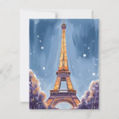 Vrolijke Eiffeltoren | Parijs Kerst Watercolor Feestdagenkaart (Voorkant)
