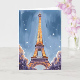 Vrolijke Eiffeltoren | Parijs Kerstmis Aquarel Kaart