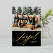 Vrolijke Elegant Gepersonaliseerde Gouden Zwart Fo Folie Feestdagenkaart (Staand Voorkant)