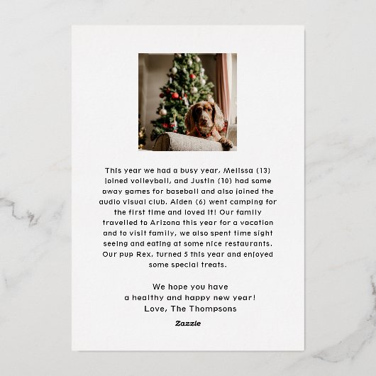 Vrolijke Elegant Gepersonaliseerde Gouden Zwart Fo Folie Feestdagenkaart (Achterkant)