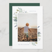 Vrolijke Elegant Winter gebladerte Single Photo Feestdagenkaart (Voorkant / Achterkant)