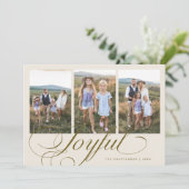 Vrolijke Elegante Script Crème Multi Foto Vakantie Feestdagenkaart (Staand voorkant)