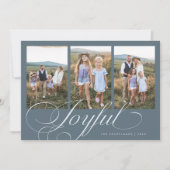 Vrolijke Elegante Script Leiste Multi Foto Vakanti Feestdagenkaart (Voorkant)