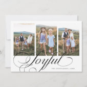 Vrolijke Elegante Script Witte Multi Foto Vakantie Feestdagenkaart (Voorkant)