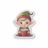 Vrolijke Elf Hot Cocoa Sticker (Voorkant)