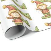 Vrolijke Elf Letter E Kerst Cadeaupapier (Rol Hoek)