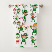 Vrolijke Elf met cadeaupatroon Bad Handdoek (Insitu)