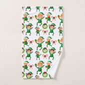 Vrolijke Elf met cadeaupatroon Bad Handdoek (Handdoek)