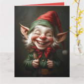 Vrolijke Elf met een Brede Lach Kaart (Gele Bloem)