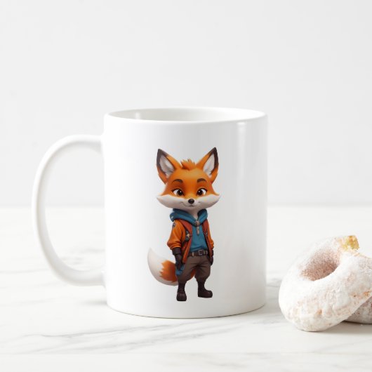 Vrolijke en avontuurlijke Fox illustratie Koffiemok (Met donut)