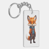 Vrolijke en avontuurlijke Fox illustratie Sleutelhanger (Voorkant Links)
