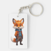 Vrolijke en avontuurlijke Fox illustratie Sleutelhanger (achterkant)
