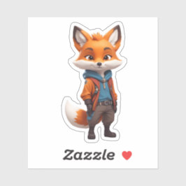 Vrolijke en avontuurlijke Fox illustratie Sticker