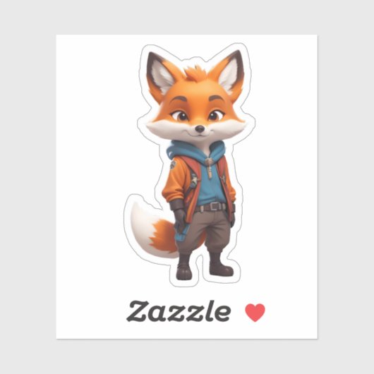 Vrolijke en avontuurlijke Fox illustratie Sticker (Vel)
