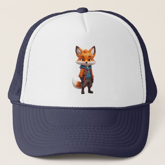 Vrolijke en avontuurlijke Fox illustratie Trucker Pet (Voorkant)