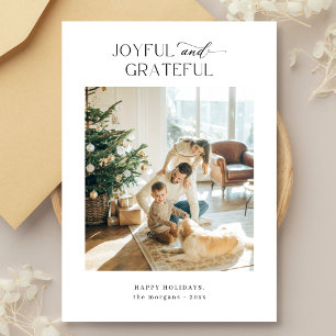 Vrolijke en dankbare familie kerstfoto feestdagenkaart