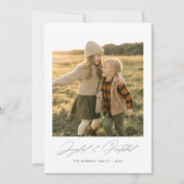 Vrolijke en dankbare minimalistische kerstfoto feestdagenkaart (Voorkant)